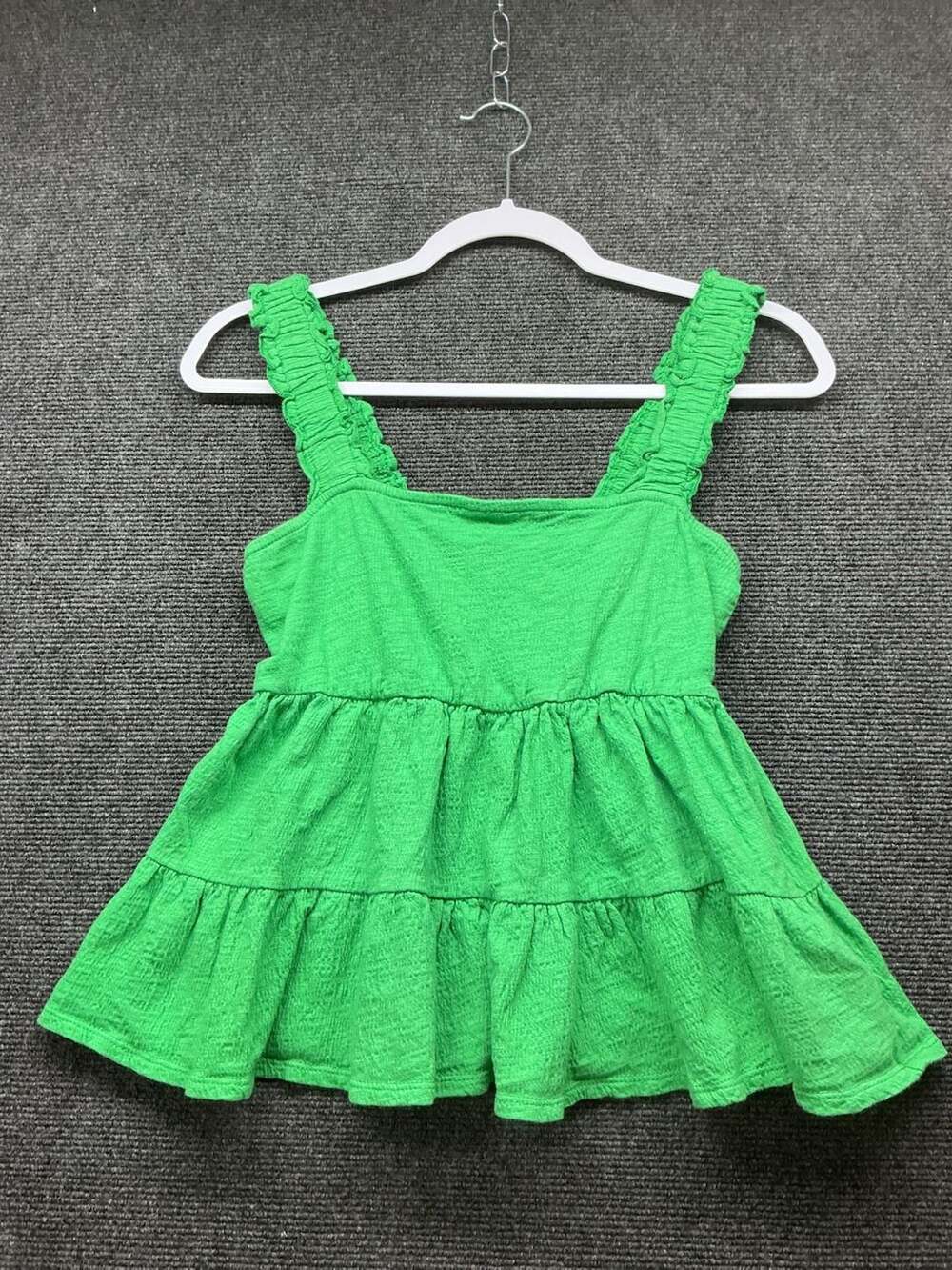 Altar'd State Green Ruffle Strap Smocked Peplum Tank Top